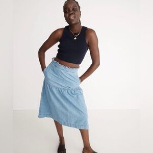 Madewell Denim Pull-On Midi Skirt in Normandie Wash, S